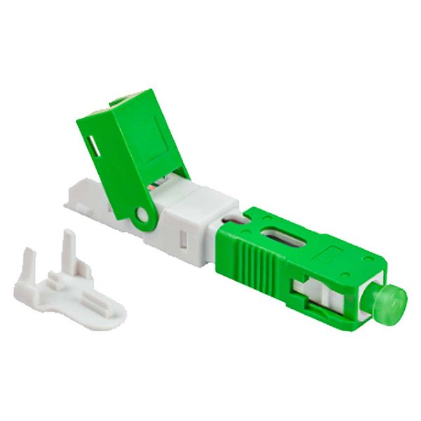 Conector Óptico Reutilizável SPX SM 9/125µ SC-APC DROP FLAT Trava Click