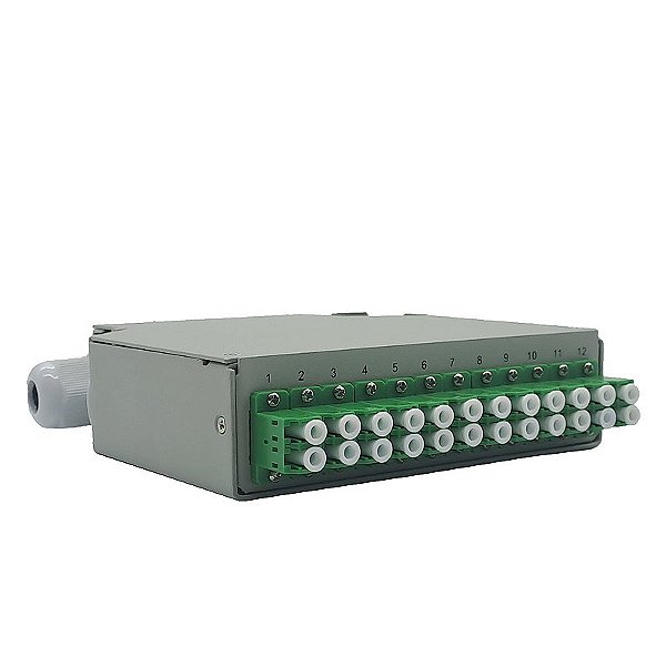 Mini DIO Trilho DIN 12FO SM 9/125µ LC-APC CINZA - COMPLETO