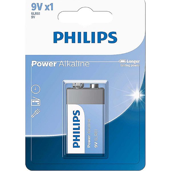Bateria Power Alkaline PHILIPS 9V - 6LR61P1B/59