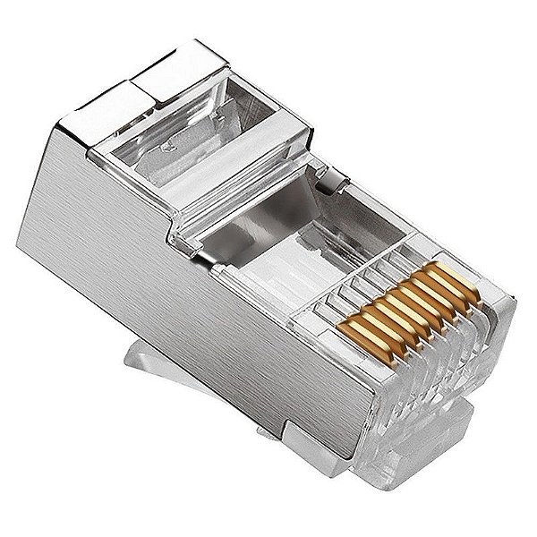 Conector RJ45 Macho CAT.5e Blindado - 10 peças