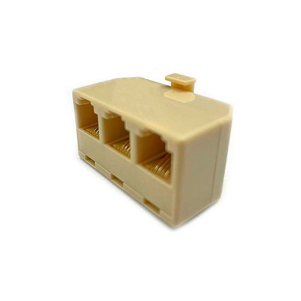 Adaptador Telefônico 3 RJ11 6P4C - Fêmea x 1 RJ11 6P4C - Macho