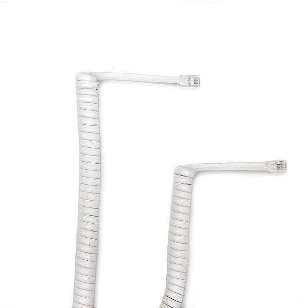 Cordão Espiral Modular com 10 metros BRANCO - 4 VIAS RJ9 4x4