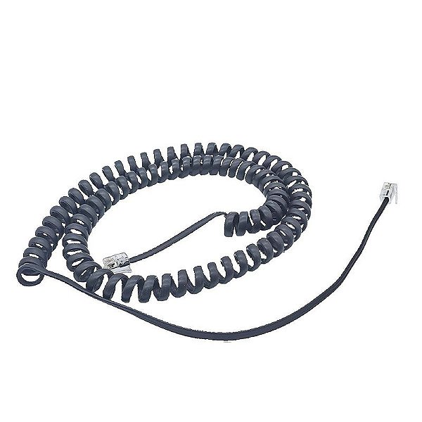 Cordão Espiral Modular KS PRETO - 3 metros (4 VIAS RJ9 4x4)