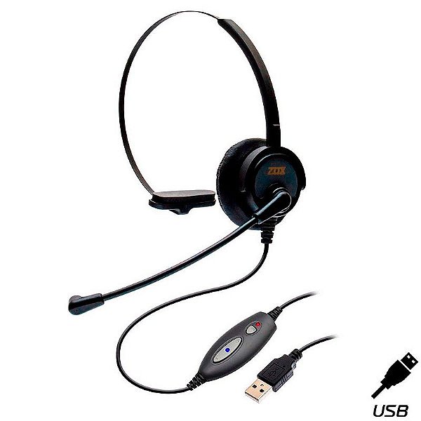 Fone Operador ZOX DH-60 - Headset USB Padrão