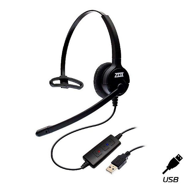 Fone Operador ZOX DH-80 - Headset USB Padrão