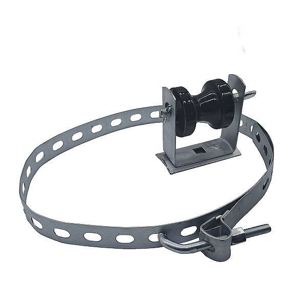 Armação Presbow 1x1 + Isolador Roldana 72x72 + Fita para Poste com Parafuso com 1200mm