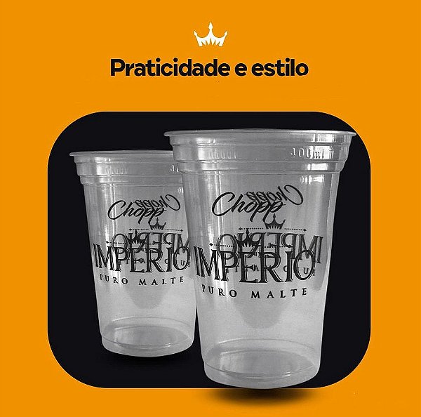 Caixa de Copo Descartável Transparente 440ml Chopp Império c/ 1.000