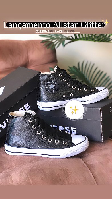 All star cheap preto com glitter
