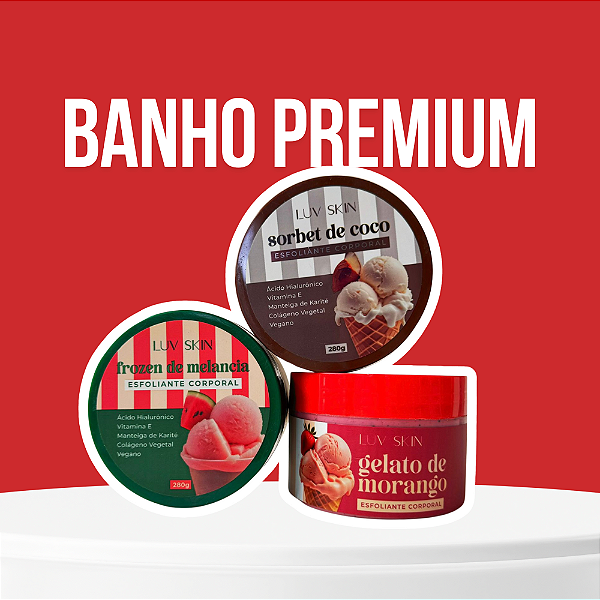 Combo de Esfoliantes Banho Premium Luv Beauty – pele renovada e macia