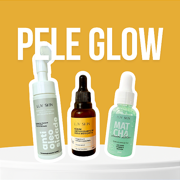 Combo Pele Glow Luv Beauty – limpeza, hidratação leve e efeito iluminado