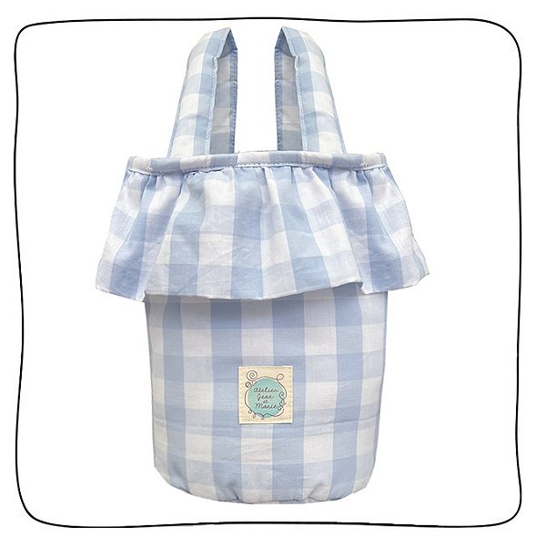 Organizador sacola para carrinho - Xadrez Vichy Azul