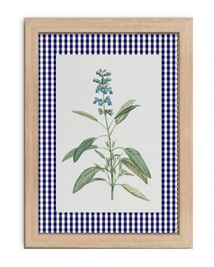 Quadrinho Floral B com paspatur em tecido azul