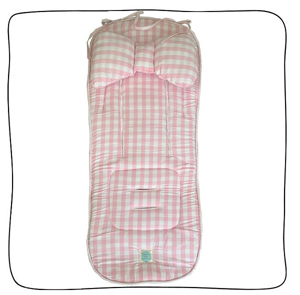 Protetor de Carrinho Fenda + Almofada - Vichy Rosa