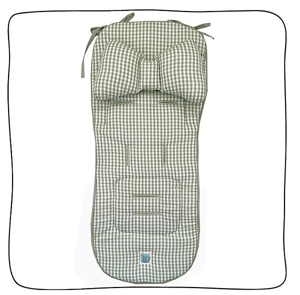 Protetor de Carrinho II Viés + Almofada - Xadrez Vichy Verde