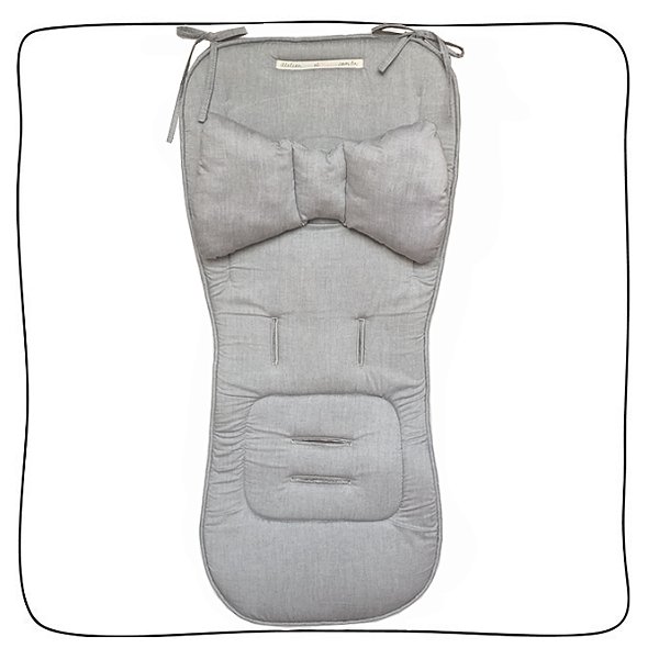 Protetor de Carrinho II Viés + Almofada + Protetor de Cinto - Cinza Mescla