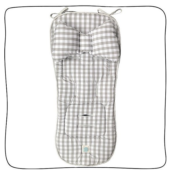 Protetor de Carrinho II Viés + Almofada - Xadrez Cinza