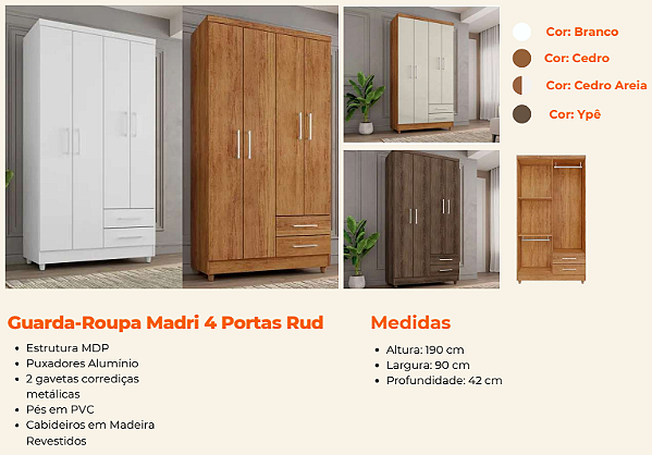 Guarda-Roupa Madri 4 Portas