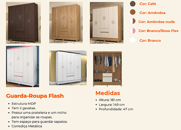 Guarda-Roupas 6 Portas Flash MDP