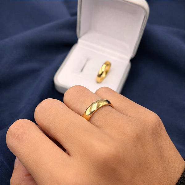 Par de Alianças Boleadas 4mm | Modelo Tradicional