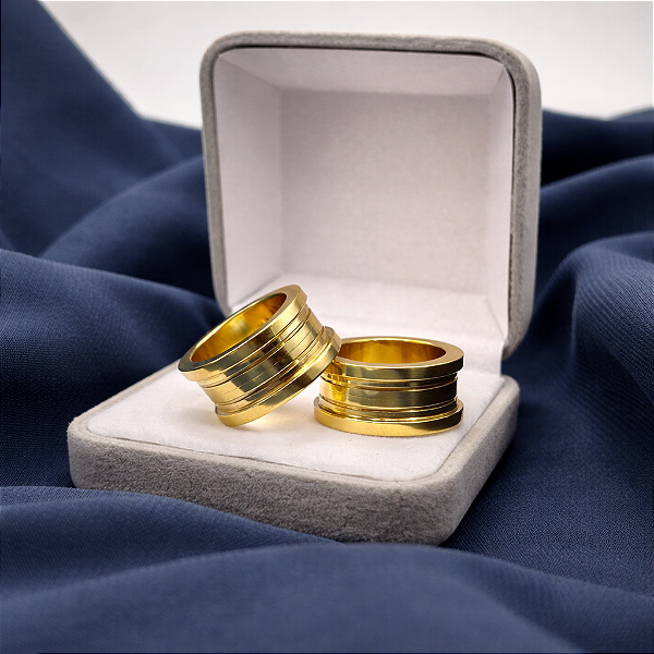 Par de Alianças em Moeda 10mm | Design Imponente
