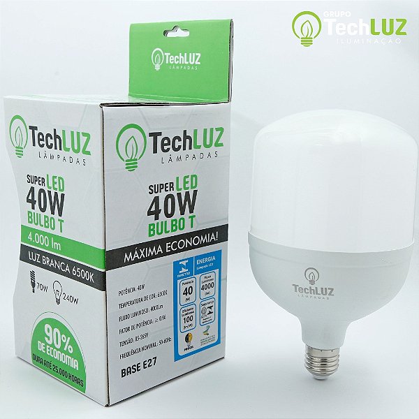 Lampada Super LED 40W BULBO T - Luz Branca Fria - 3560lm