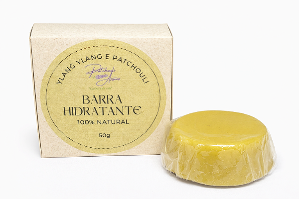 Hidratante Corporal em Barra Natural de Ylang Ylang e Patchouli – Hidratação Intensa e Aroma Terroso Marcante