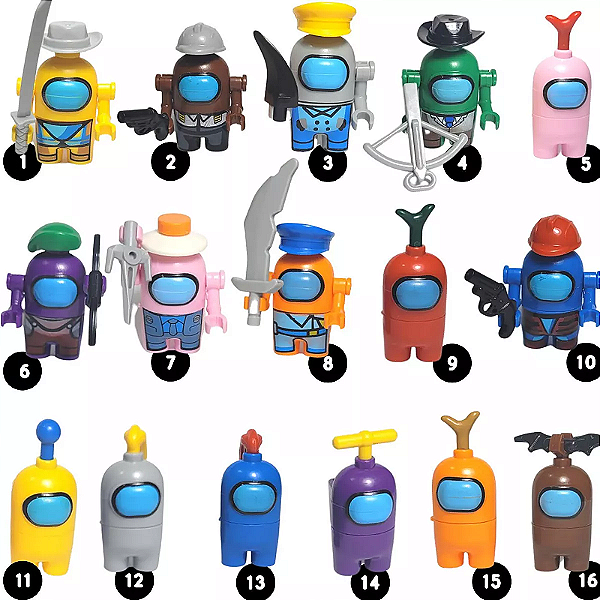 Pack 16 Personagens Among Us - Blocos de Montar