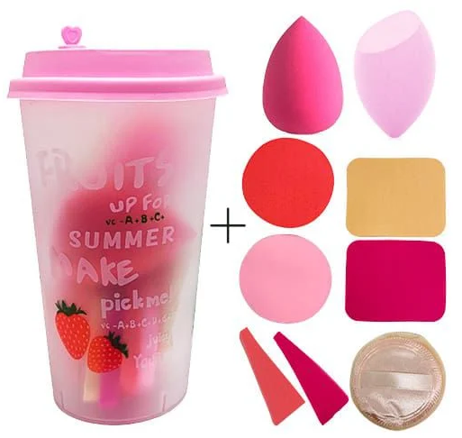 Kit Copo com 09 Esponjas para Maquiagem QBM00508