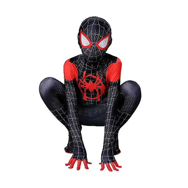 Fantasia Cosplay Homem Aranha Miles Morales - Infantil