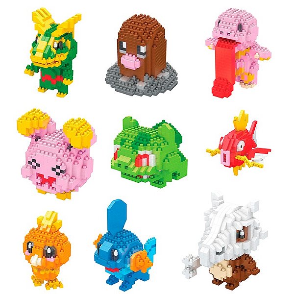 Pack com 9 Pokémon Ver. 2 - Mini Blocos de Montar