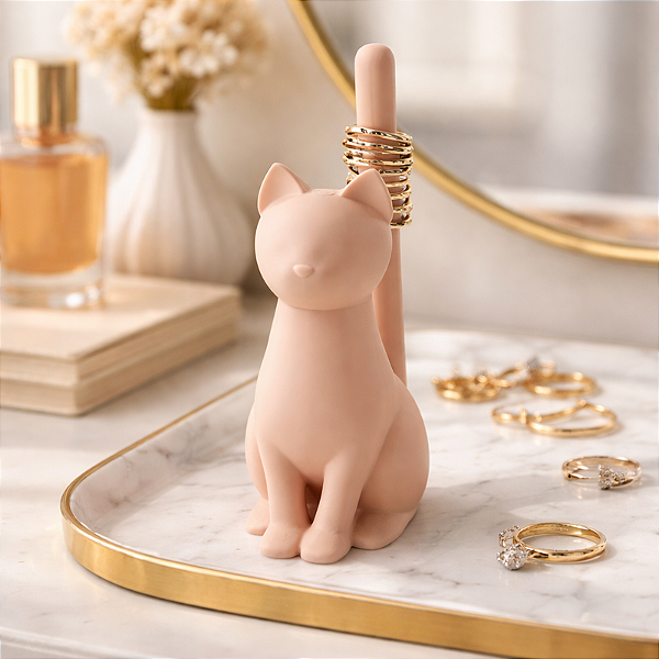 Porta Anéis Gato Decorativo para Mesa Penteadeira minimalista