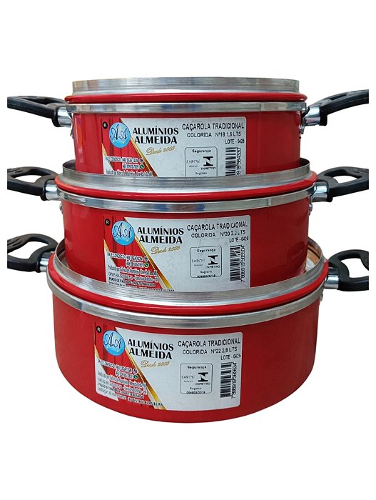 Kit Cacarola 3pcs Colorida N. 16/18/20 - Almeida