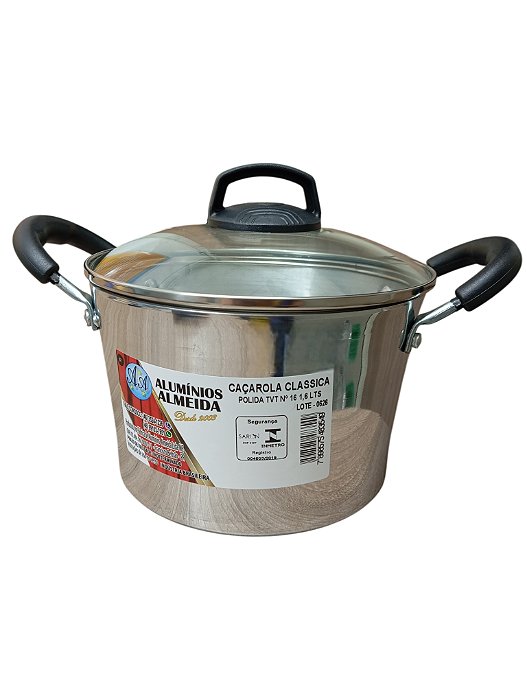 Caçarola Polida Nº16 Tampa e Vidro