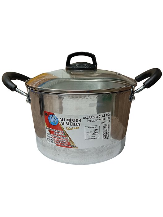 Caçarola Polida Nº18 Tampa de Vidro