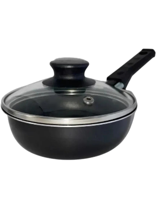 Frigideira Ovo Antiaderente Fortaleza Nº12 Tampa Vidro Alumínio Preto