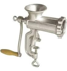 moedor de carne nº 8 em ferro fundido com cabo de madeira