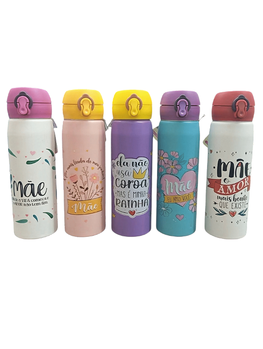GARRAFA ALUMINIO 600ML DIA DAS MAES