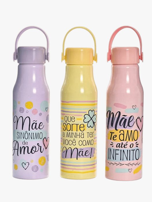 Garrafa de Alumínio 600ml Dia das Mães