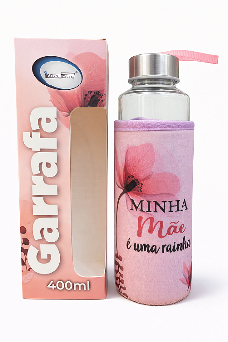 Garrafa De Vidro 400ml Dia das Mães