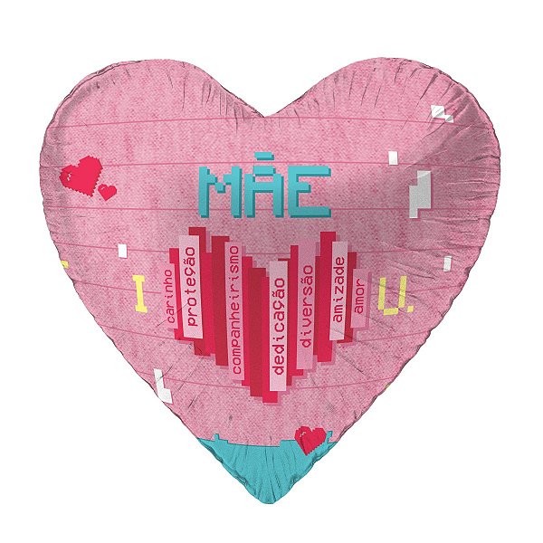 Almofada coração pixel mãe i love you