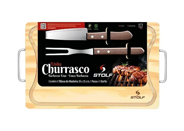 Kit Churrasco 3pcs Tabua Pinus 39x25 Stolf