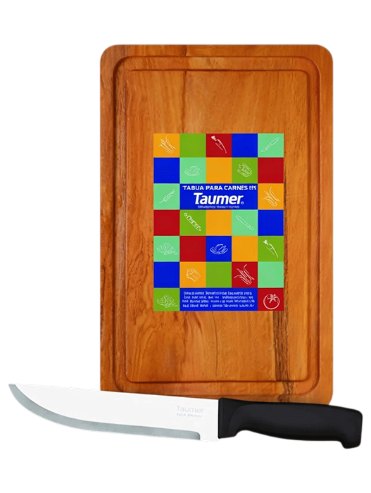 Kit Churrasco 2pcs Wood P Tabua/Faca 6" Preta Taumer