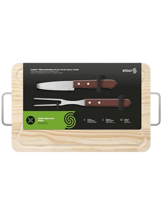 Kit Churrasco 3pcs Tabua Pinus 35x21 Stolf