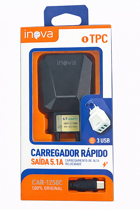 Carregador Tomada 3 Saídas USB Car-3258c Inova