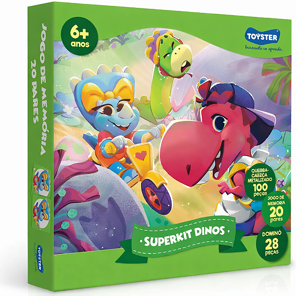Kit Jogos Dinossauros Memória Dominó Puzzle Toyster