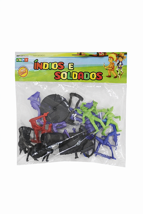 Brinquedo Índios e Soldados com 12 peças