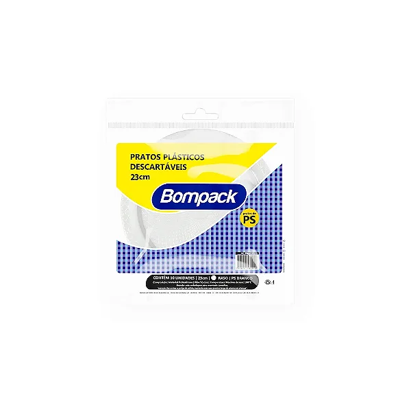 Prato Descartável C/10 23cm Branco Bompack