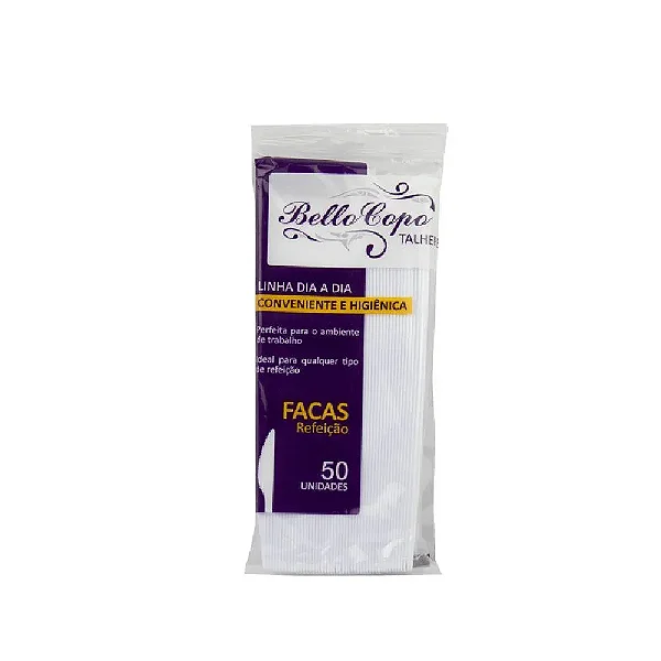 Faca Plástico C/50 Branco Bello