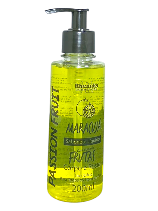 Sabonete Liquido 200ml Corpo e Rosto Maracuja Rhenuk