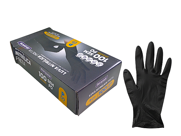 Luva Nitrilica C/100 Preta P Bompack Embrast